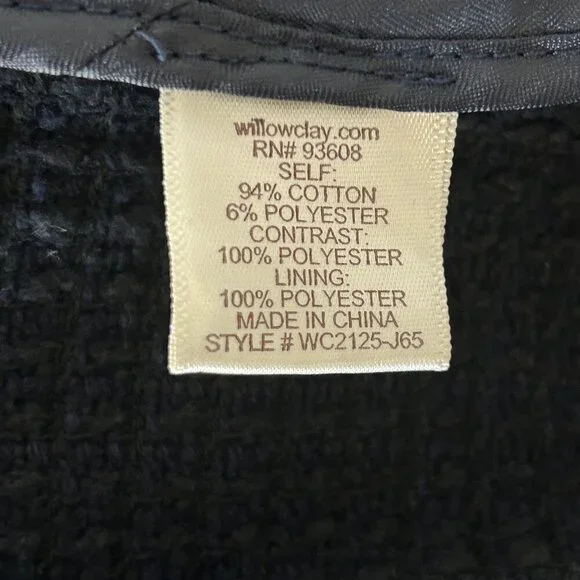 Willow Clay Navy Blue Tweed Military Style Raw Edge Business Blazer Size Small